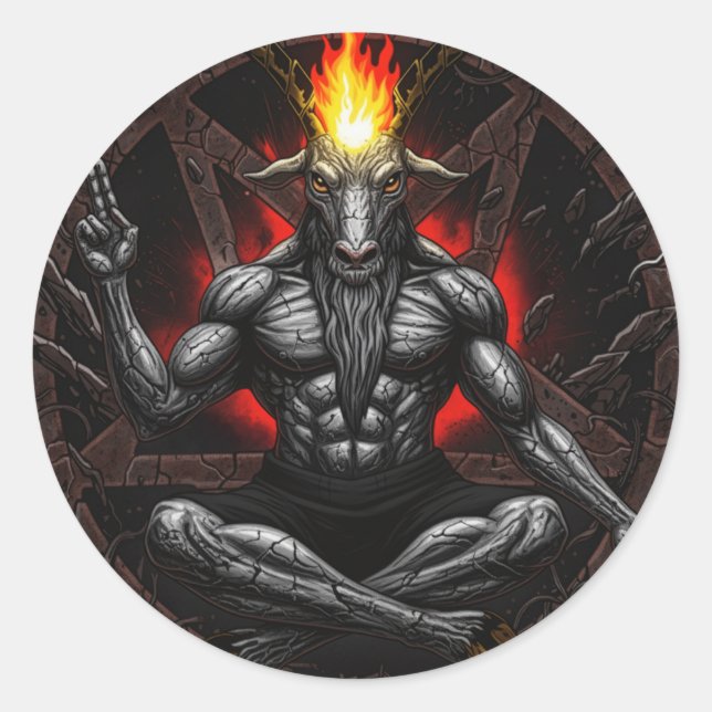 Baphomet Ascendant: Dark Wisdom Classic Round Sticker (Front)