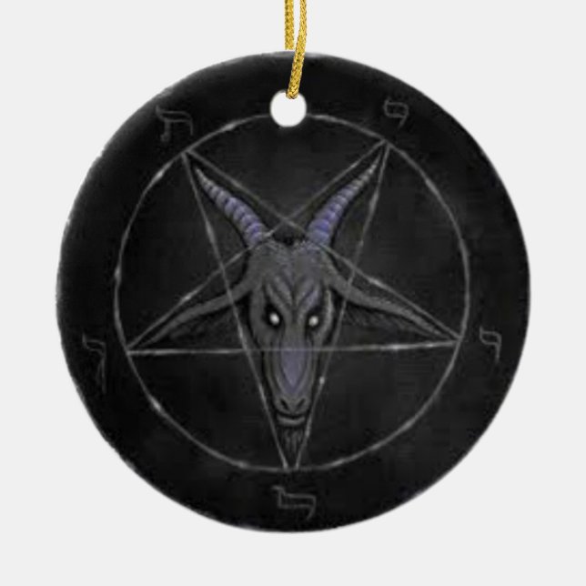 Baphomet Black And Grey  Round Ornament (Front)