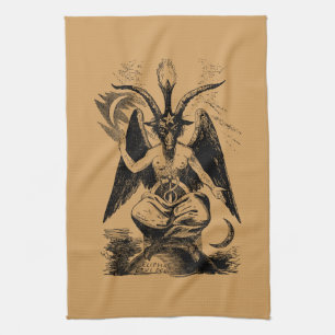 Baphomet - black print kitchen towel