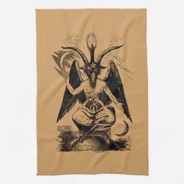Baphomet - black print kitchen towel (Vertical)