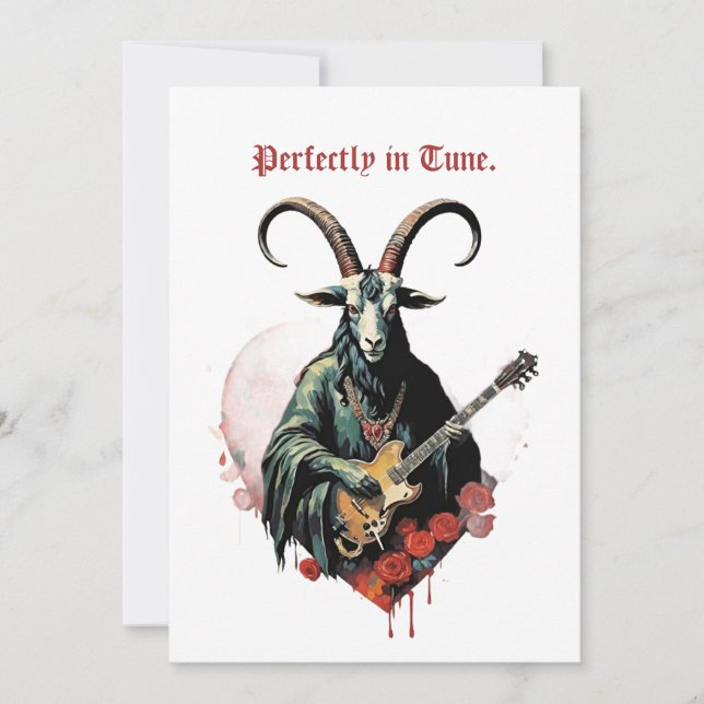 Baphomet Gothic Valentine's Day Guitar Tune Holiday Card (Front)