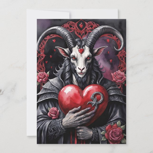 Baphomet Gothic Valentine's Day Love Holiday Card (Front)