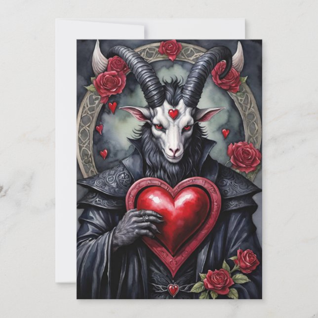 Baphomet Gothic Valentine's Day Love Holiday Card (Front)