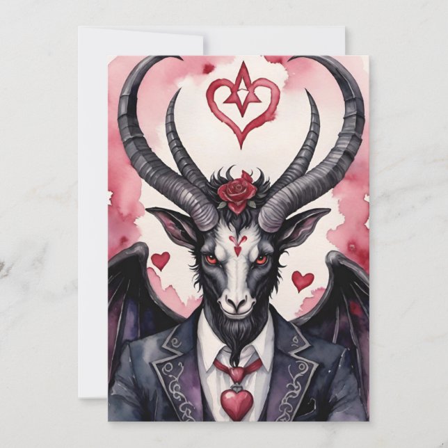 Baphomet Gothic Valentine's Day Love Holiday Card (Front)