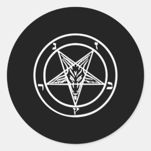 Baphomet Inverted Pentagram Goat Satanic Logo Classic Round Sticker
