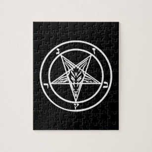 Baphomet Inverted Pentagram Goat Satanic Logo Jigsaw Puzzle