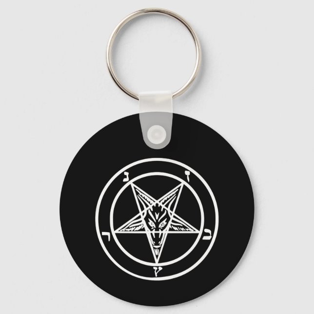 Baphomet Inverted Pentagram Goat Satanic Logo Keychain (Front)