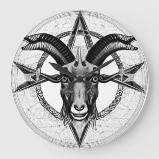 Baphomet Monochrome Tête de chèvre Horloge