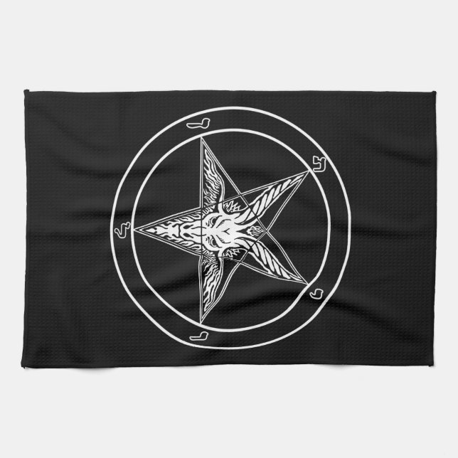 Baphomet Old Style 16x24 on Cotton Twill Kitchen Towel (Horizontal)
