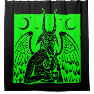 baphomet pentagram moon coffee demon acid green