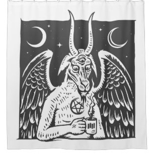 baphomet pentagram moon coffee demon white