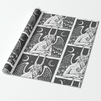 baphomet pentagram moon coffee demon white wrapping paper