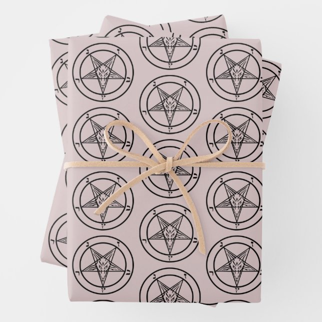 Baphomet Pentagram Satanic Wrapping Paper Sheets (In situ)