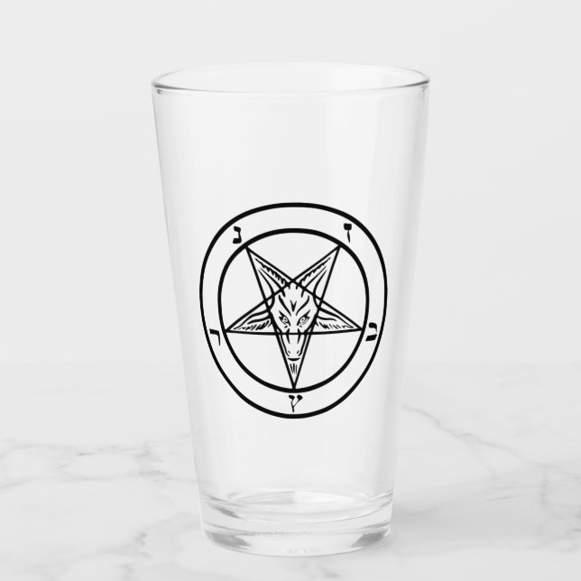 Baphomet Pentagram Satanique Pint Verre (Devant)