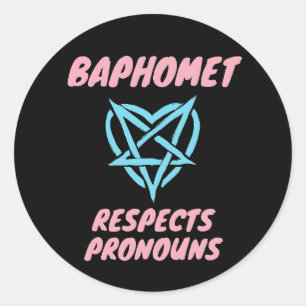 Baphomet Respects Pronouns Transgender  Classic Round Sticker