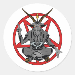 Baphomet roi de l'enfer classic round sticker