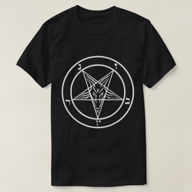 Baphomet T Shirt Pentagram Shirt Men Inverted Pent (Design Front)
