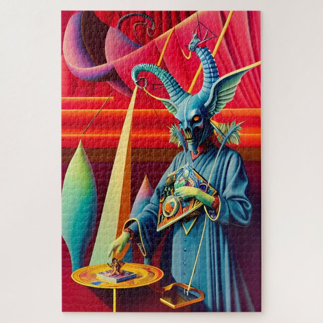 Baphomet Takes the Bait Fantasy Jigsaw Puzzle (Vertical)