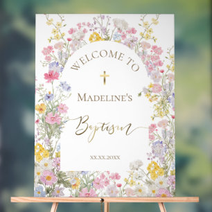 Baptême aquarelle fleurs de prairie