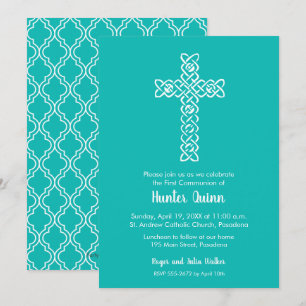 Baptême baptême Bleu Invitation religieuse