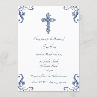 Baptême Bleu Élégant / Invitation à la baptême