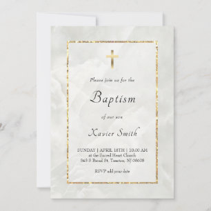 Baptême catholique en marbre blanc Invitation