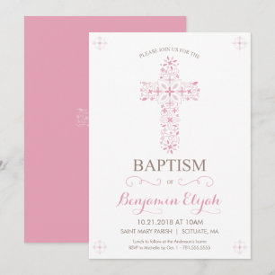 Baptême, Christening Invitation - Baby Girl Invita