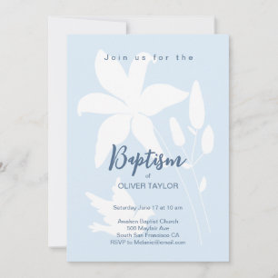 Baptême Christening Lily flower Invitation