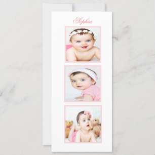 Baptême   Christening Photo Floral Pink Invitation