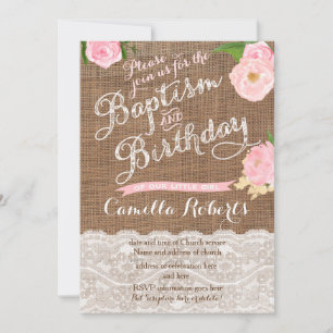 Baptême combiné et invitation d'anniversaire pour