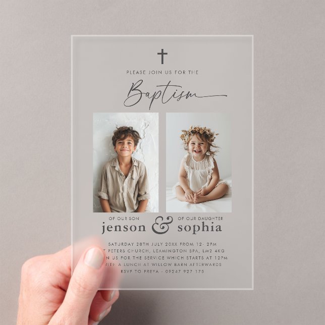 Baptême conjoint 2 Invitation photo (In situ (ordinateur de poche))