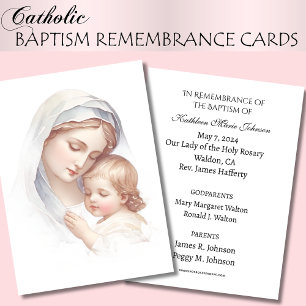 Baptême de bébé catholique Souvenir Carte Sainte