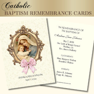Baptême de bébé catholique Souvenir Carte Sainte