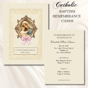 Baptême de bébé catholique Souvenir Carte Sainte