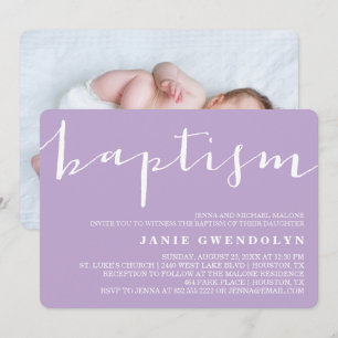 Baptême de calligraphie violette Invitation