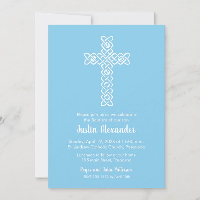 Baptême de croix et bébé Invitations de baptême (Devant)