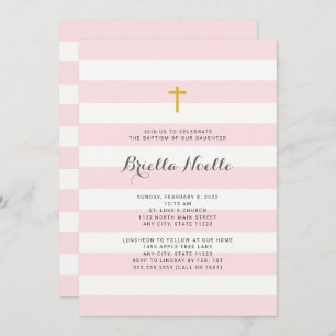 Baptême de fille rose ou invitation de la première