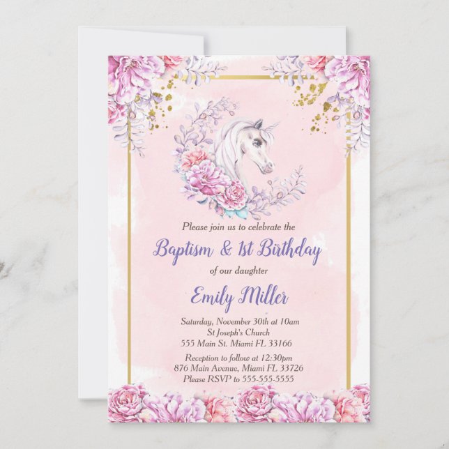Baptême de la licorne et invitation à l'anniversai (Devant)