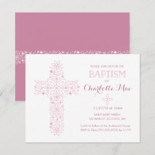 Baptême de la petite fille, carte d'invitation Chr