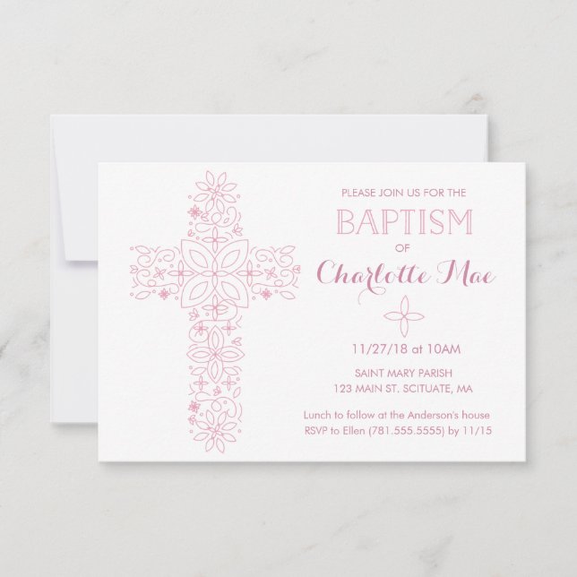 Baptême de la petite fille, carte d'invitation Chr (Devant)