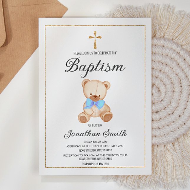 Baptême de l'ours en peluche Invitation Christenin (Créateur téléchargé)