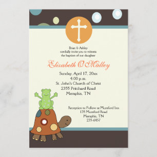 Baptême Dédication 5x7 Frog & Turtle Invitation
