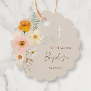 Baptême délicat bouquet étiquettes de faveur