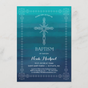 Baptême des garçons, Invitation Christening avec C