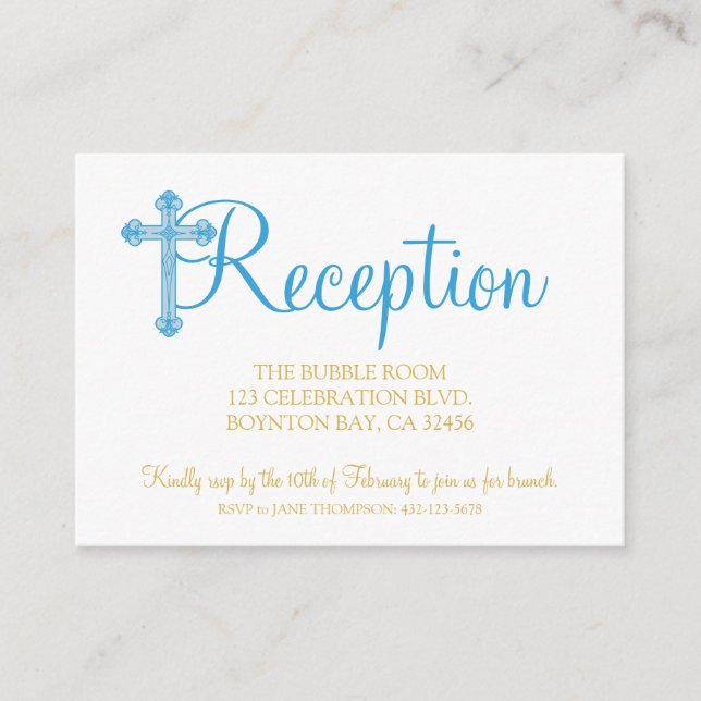 baptême élégant ou BAPTÊME carte de réponse RSVP b (Devant)