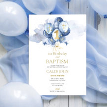 Baptême et 1er anniversaire Invitation de ballons 