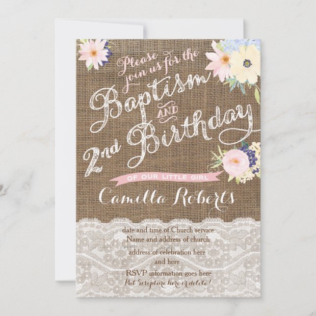 Baptême et invitations d'anniversaire, 2e annivers (Devant)
