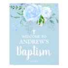 Baptême floral bleu clair Bienvenue Poster 8x10