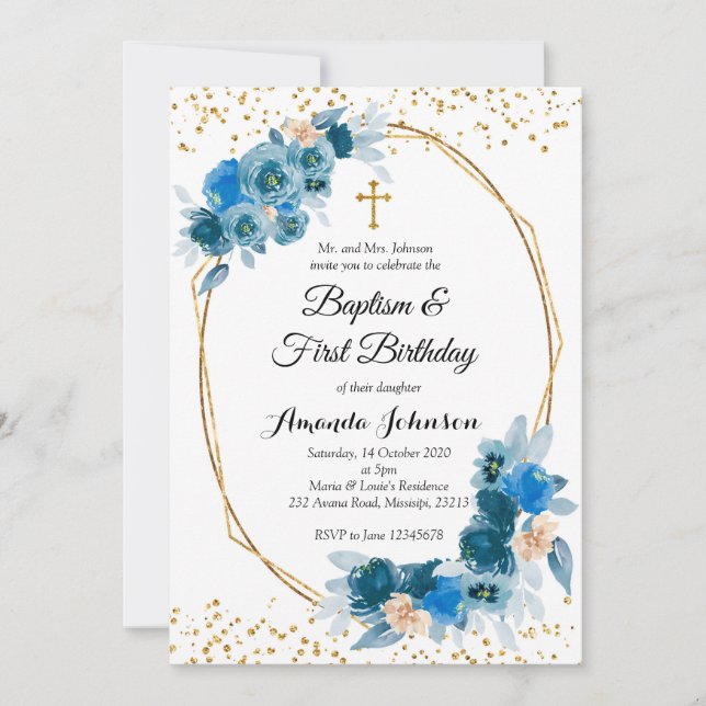 Baptême floral bleu et première invitation à l'ann (Devant)