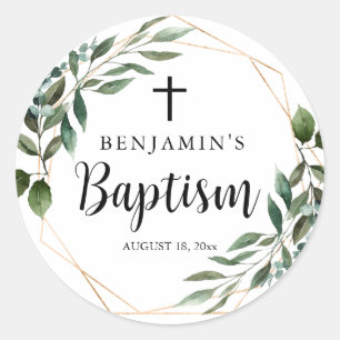 Baptême Gold Cross Greenerm Classic Round Sticker